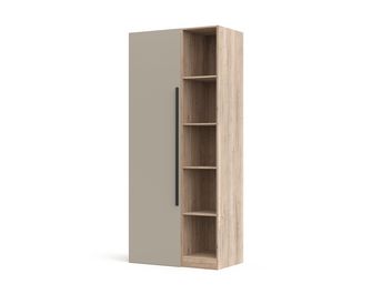 Armoire chêne Halifax/gris 1 porte + niches L.100 cm Pléiade