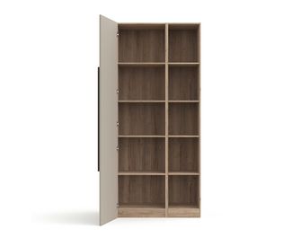 Armoire chêne Halifax/gris 1 porte + niches L.100 cm Pléiade