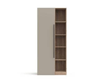 Armoire chêne Halifax/gris 1 porte + niches L.100 cm Pléiade