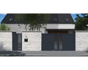 Portail battant aluminium décor orge blanc VICTORIN