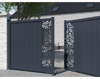 Portail battant aluminium décor orge blanc VICTORIN