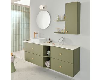 Meuble sous-vasque L.60 cm, 2 tiroirs, décor uni FORMEO