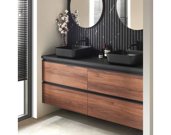 Meuble sous vasque reposant L.120 cm, 3 tiroirs, décor naturel FORMEO