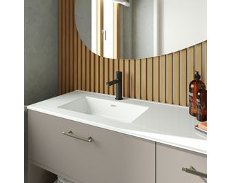 Plan vasque simple à gauche L.91 cm céramique FORMEO