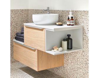 Meuble sous-vasque L.100 cm, 2 tiroirs, décor naturel FORMEO