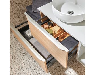 Meuble sous-vasque L.100 cm, 2 tiroirs, décor naturel FORMEO