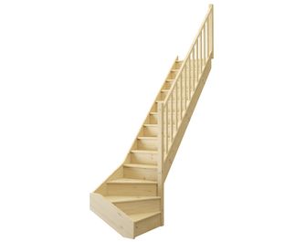 Escalier Uno bois quart tournant bas avec rampe