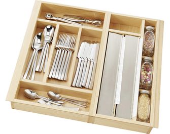 Range-couverts avec dérouleur hêtre