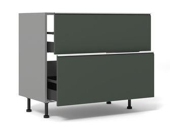 Meuble bas de cuisine 2 tiroirs pour table de cuisson avec hotte intégrée
