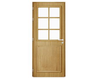 Porte d'entrée Anne-Perrine Chêne 6 carreaux avec barillet