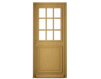 Porte d'entrée Anne-Perrine 9 carreaux bois exotique