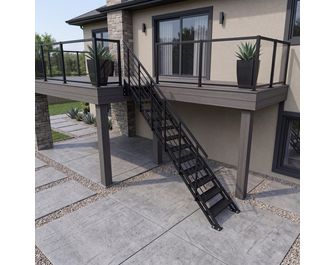 Escalier extérieur NEW YORK 2 droit 12 à 14 marches Métal Embossées