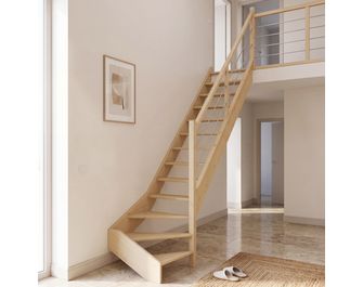 Escalier Ludo bois quart tournant bas avec rampe