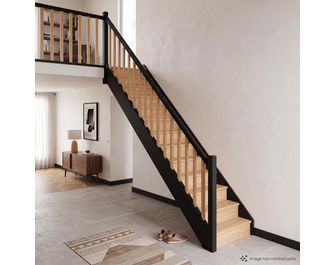 Escalier Uno droit hêtre bicolore avec rampe