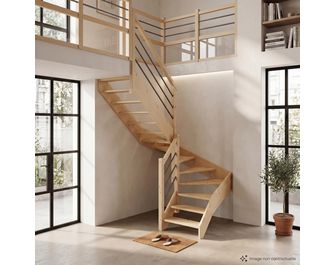 Escalier Aria double quart tournant intermédiaire rampe Régate tubes inox