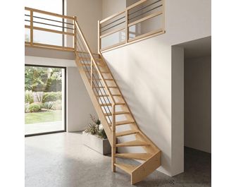 Escalier Aria quart tournant bas rampe Régate tubes inox