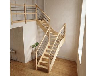 Escalier Aria quart tournant intermédiaire rampe Régate tubes inox