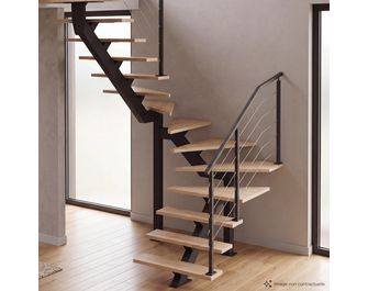 Escalier Elliot double quart tournant intermédiaire rampe Epure tubes