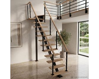 Escalier Elliot quart tournant haut rampe Epure tubes