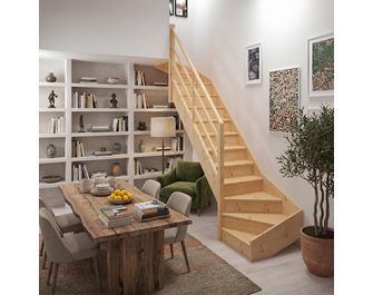 Escalier Faubourg double quart tournant haut & bas rampe Eden