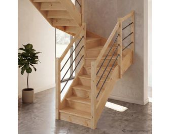 Escalier Faubourg double quart tournant intermédiaire rampe Régate tubes acier