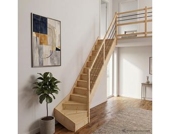 Escalier Faubourg quart tournant bas rampe Régate tubes acier
