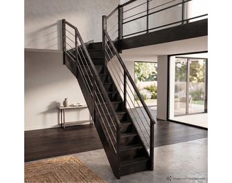Escalier Faubourg quart tournant haut rampe Régate tubes acier