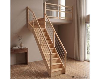 Escalier Faubourg quart tournant haut rampe Régate tubes inox