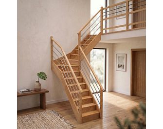 Escalier Faubourg quart tournant intermédiaire rampe Régate tubes acier