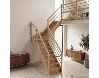 Escalier Faubourg quart tournant intermédiaire rampe Régate tubes inox