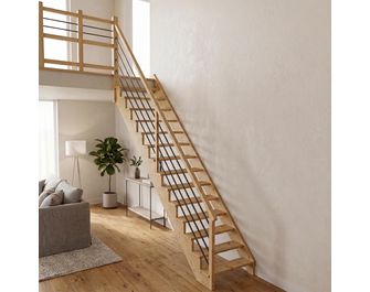 Escalier Ouessant droit rampe Régate tubes acier