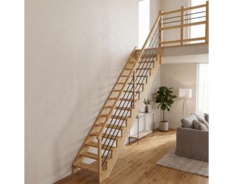 Escalier Ouessant droit rampe Régate tubes inox