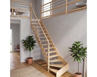 Escalier Ouessant quart tournant bas rampe Régate tubes inox