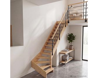 Escalier Aria quart tournant bas marche débordante rampe Evan