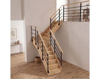 Escalier Faubourg quart tournant intermédiaire rampe Evan
