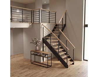 Escalier Estelle quart-tournant intermédiaire rampe Epure tubes inox