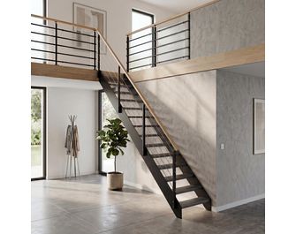 Escalier Estelle droit rampe Epure tubes inox