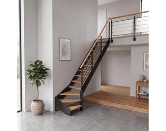 Escalier Estelle quart-tournant bas rampe Epure tubes inox