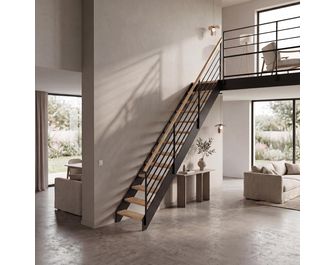 Escalier Estelle droit rampe Fera main bois