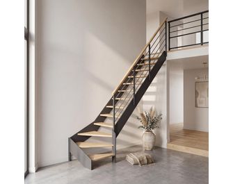 Escalier Estelle quart-tournant bas rampe Fera main bois