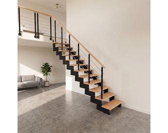 Escalier EZIO droit à rampe hêtre