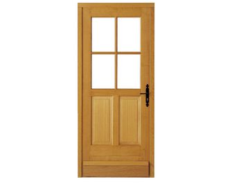 Porte de service bois exotique Adaptable recoupable à vitrer et ferrée