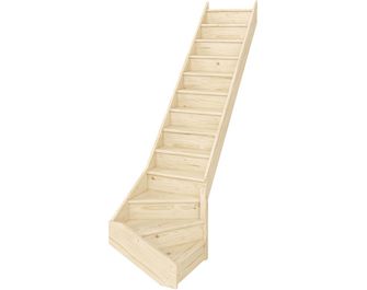 Escalier Uno bois quart tournant bas sans rampe