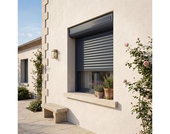Volet roulant solaire couleur blanc et gris DENVER sur-mesure