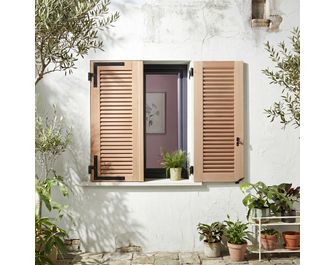 Volet bois exotique à cadre GALILEE