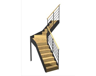 Escalier Esteban quart tournant intermédiaire rampe Fera main bois