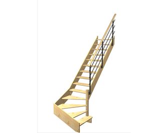 Escalier Aria quart tournant bas marche débordante rampe Evan