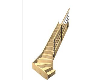 Escalier Faubourg quart tournant bas marche débordante rampe Evan