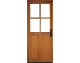 Porte de service Bois exotique vitrée