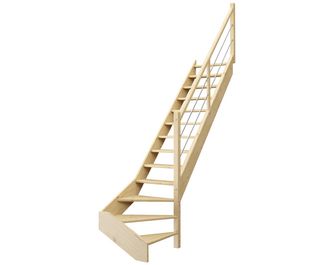Escalier Ludo bois quart tournant bas avec rampe